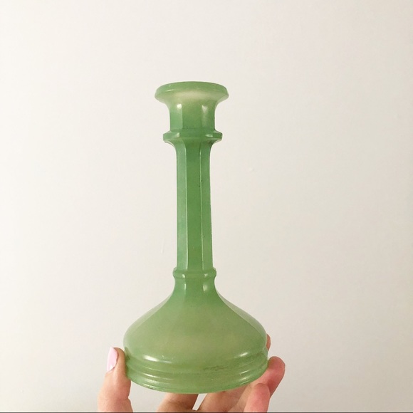 Vintage Jade Green Color Candlestick Holder